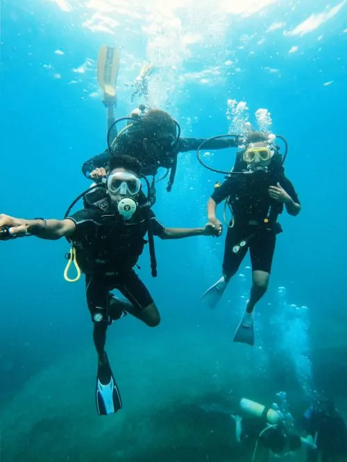 Diving in Sri Lanka is an amazing experience for both beginners and experienced divers alike! Here's some information to get you started:Dive Sites:West Coast (November-April): Hikkaduwa, Unawatuna, Mirissa, Kalpitiya (renowned for whale shark encounters!). These sites offer vibrant coral reefs, diverse marine life, and wreck dives.East Coast (May-October): Trincomalee, Nilaveli, Pasikuda. These sites boast pristine coral formations, historical wrecks, and encounters with manta rays and sharks.Types of Diving:Reef dives: Explore colorful coral gardens teeming with fish, turtles, and invertebrates.Wreck dives: Discover WWII wrecks like the SS Rangoon and the British Sergeant, encrusted with marine life.Drift dives: Glide along currents with schools of fish and encounter large pelagic species like manta rays and whale sharks.Wall dives: Descend dramatic underwater cliffs teeming with life.Cave dives: For experienced divers, explore underwater caverns with unique formations and resident critters.Considerations:Season: Choose the coast based on the season and your desired diving experience.Certification: Open Water certification is required for most dives. Advanced certifications open up more opportunities.Dive operators: Research reputable dive centers for safe and enjoyable experiences.Marine life: Be mindful of local regulations and respectful of the underwater environment.